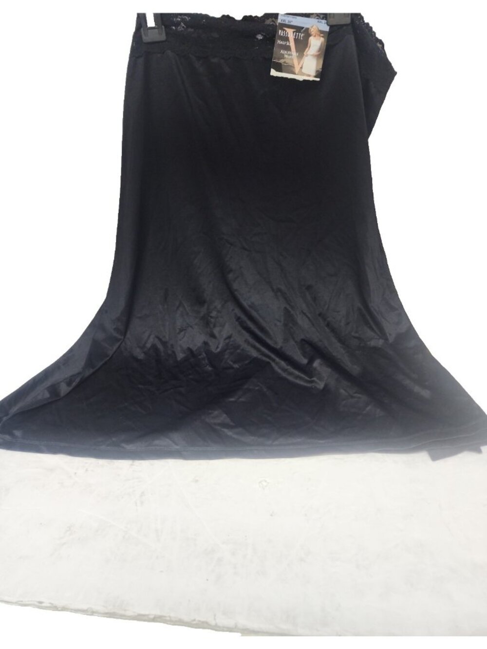 Black Nylon Half Slip Vassarette Lingerie Lace Trim Style 11-072 XXL 34"